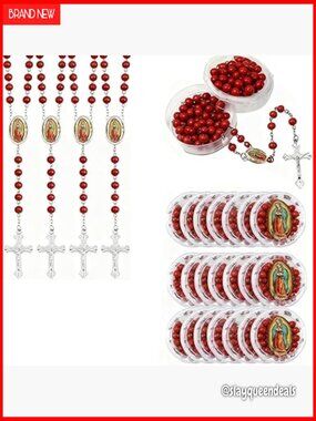 48 Scented Wooden Rosary Necklaces with Gift Boxes - Bulk